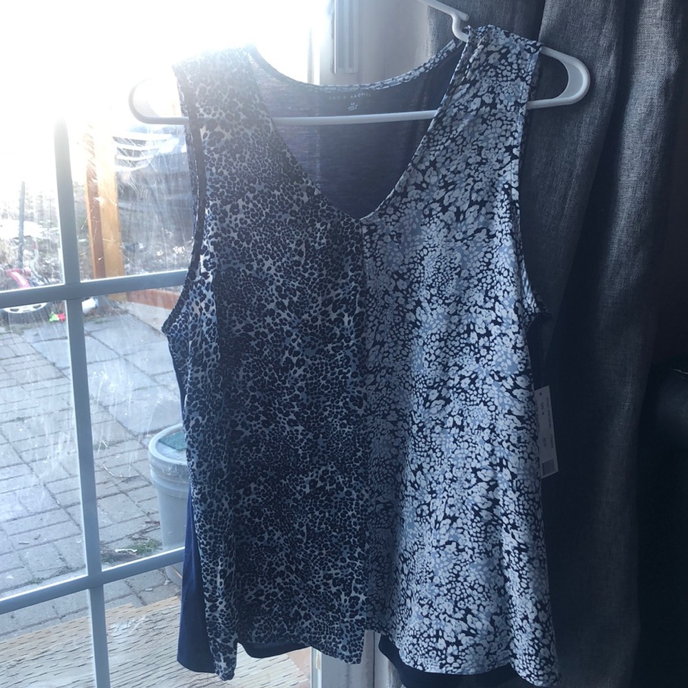 Blue and white pattern blouse